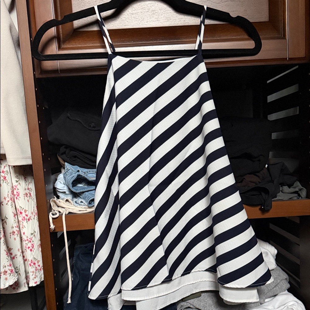 Mango Navy and White A-Line Shirt